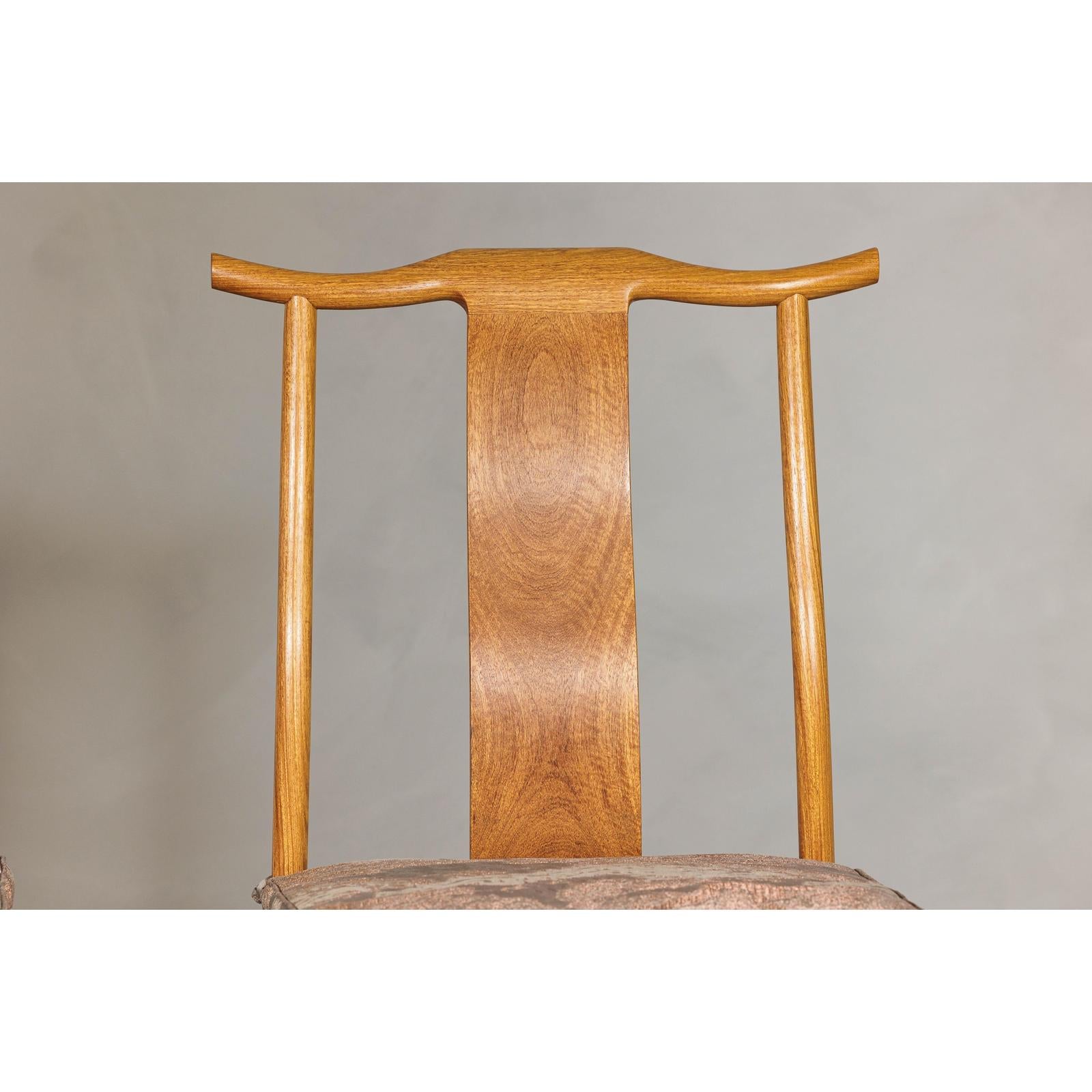 Pair of Lamp Hanger Elm Wood Chairs with Upholstered Cushions-5. Asian &amp; Chinese Furniture, Art, Antiques, Vintage Home Décor for sale at FEA Home