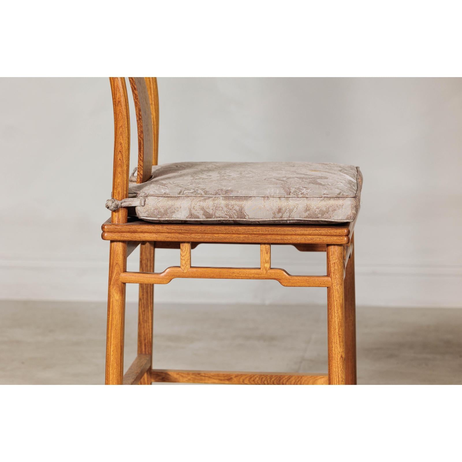 Pair of Lamp Hanger Elm Wood Chairs with Upholstered Cushions-8. Asian &amp; Chinese Furniture, Art, Antiques, Vintage Home Décor for sale at FEA Home