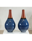 Pair of Large Ceramic Vases, Blue and Terracotta Glaze-10. Asian & Chinese Furniture, Art, Antiques, Vintage Home Décor for sale at FEA Home