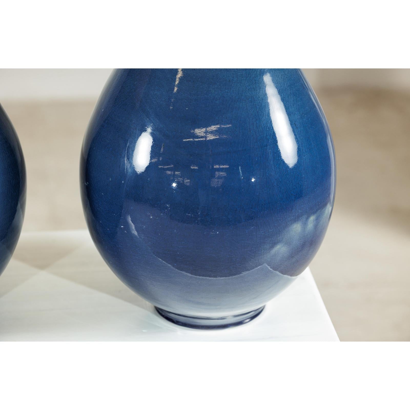 Pair of Large Ceramic Vases, Blue and Terracotta Glaze-12. Asian &amp; Chinese Furniture, Art, Antiques, Vintage Home Décor for sale at FEA Home