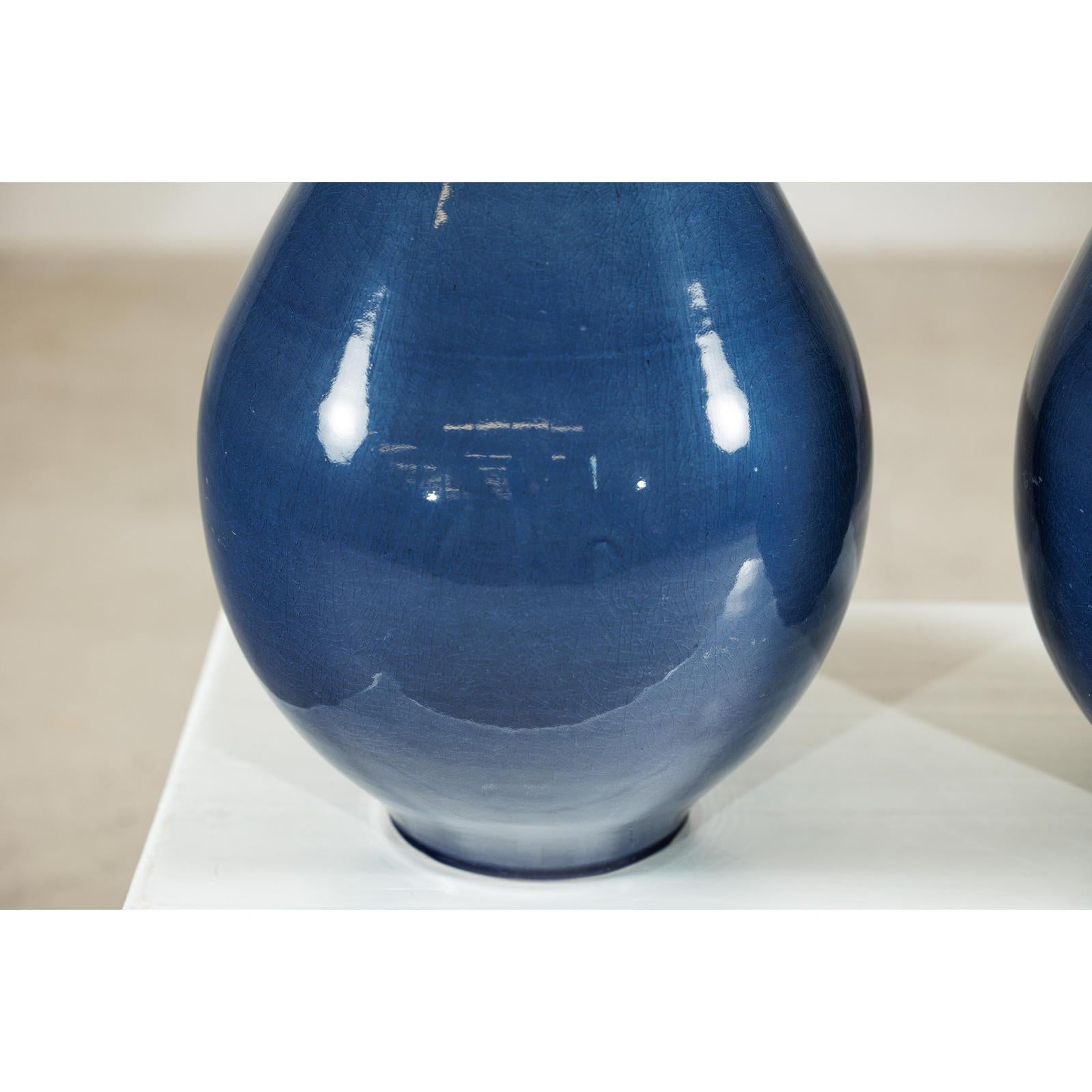 Pair of Large Ceramic Vases, Blue and Terracotta Glaze-13. Asian &amp; Chinese Furniture, Art, Antiques, Vintage Home Décor for sale at FEA Home