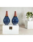 Pair of Large Ceramic Vases, Blue and Terracotta Glaze-2. Asian & Chinese Furniture, Art, Antiques, Vintage Home Décor for sale at FEA Home