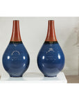 Pair of Large Ceramic Vases, Blue and Terracotta Glaze-5. Asian & Chinese Furniture, Art, Antiques, Vintage Home Décor for sale at FEA Home