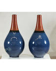 Pair of Large Ceramic Vases, Blue and Terracotta Glaze-8. Asian & Chinese Furniture, Art, Antiques, Vintage Home Décor for sale at FEA Home