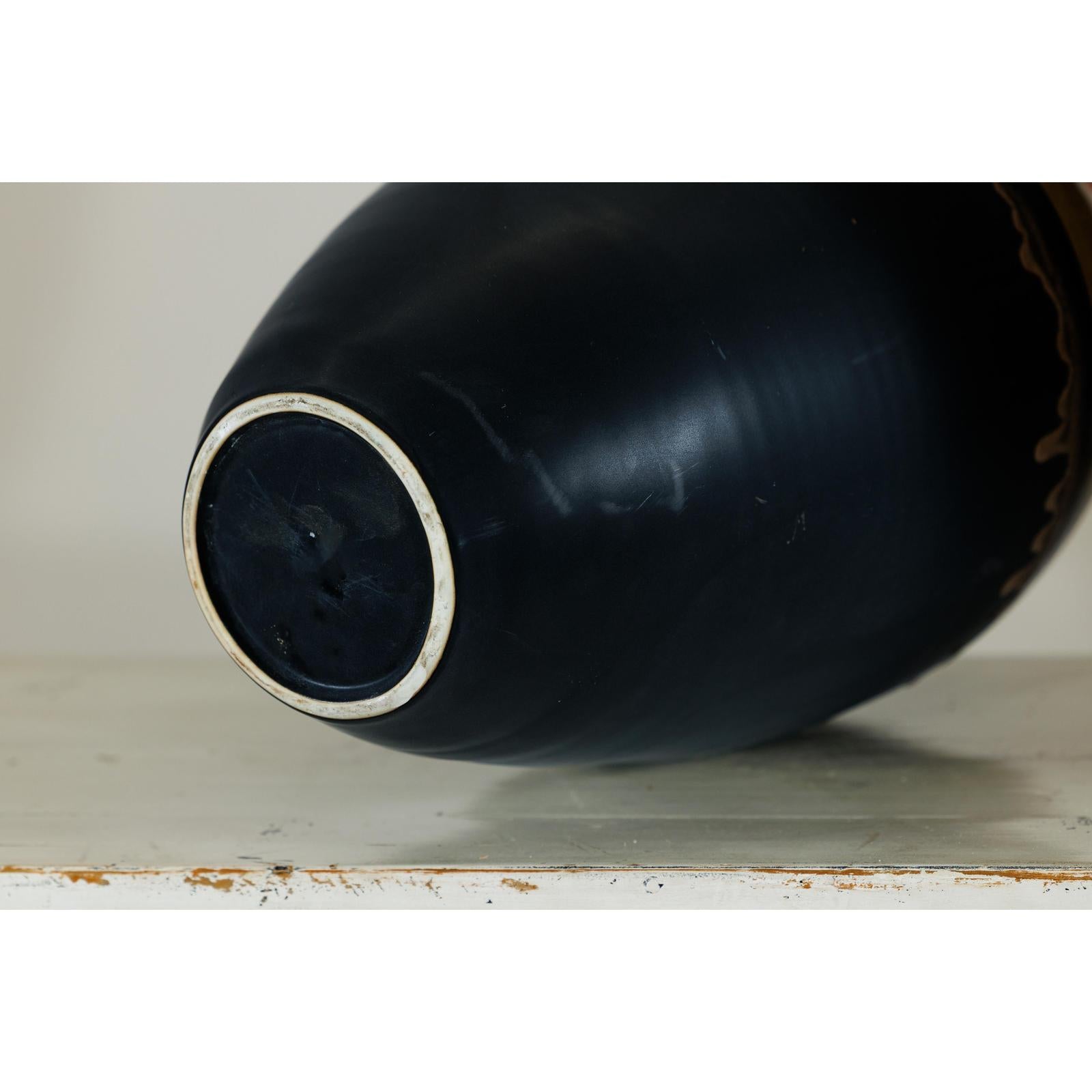Pair of Large Ceramic Vases, Olive-Taupe and Black Drip Glaze-13. Asian &amp; Chinese Furniture, Art, Antiques, Vintage Home Décor for sale at FEA Home