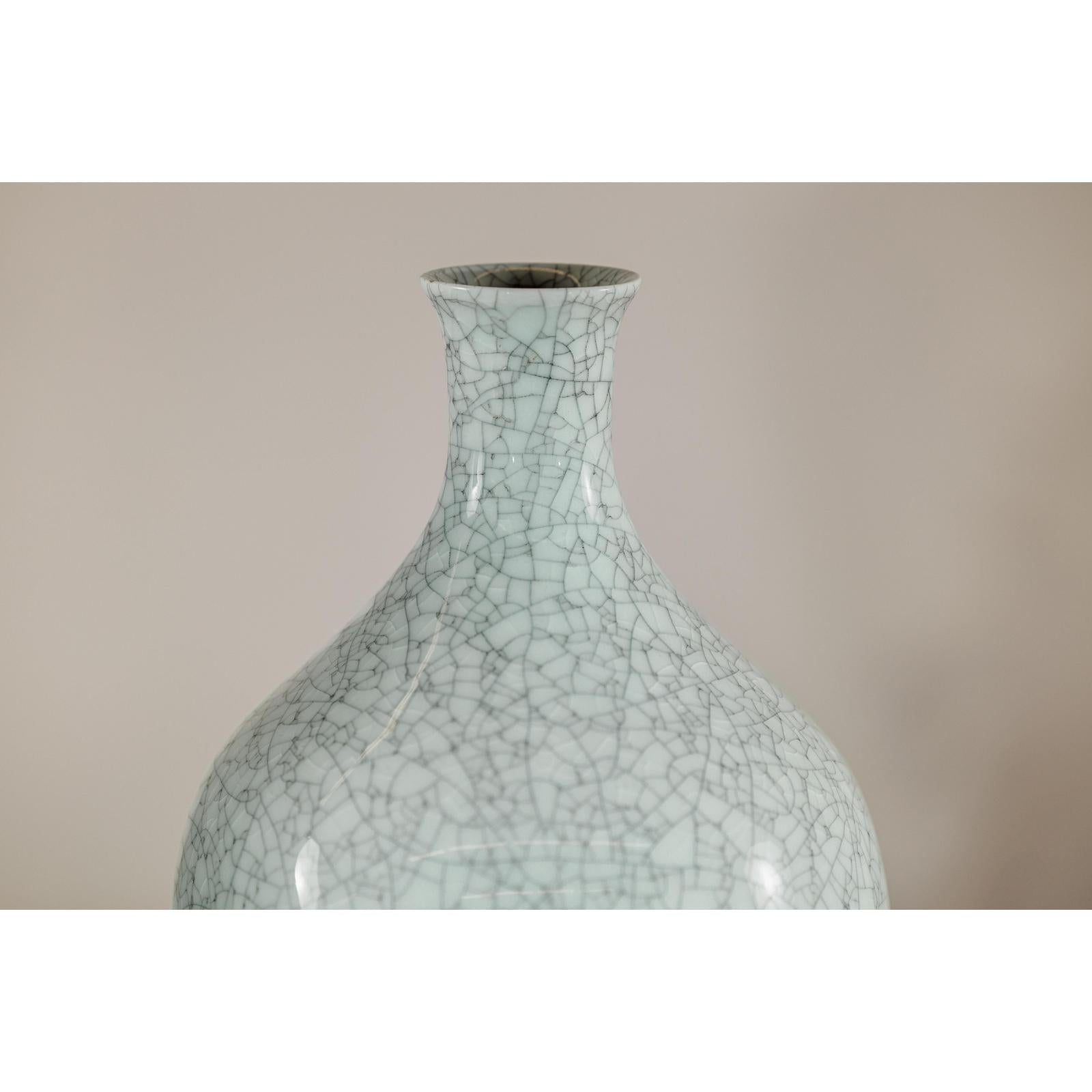 Pair of Light Grey Celadon-Glazed Porcelain Vases with Fine Crackle Pattern-10. Asian &amp; Chinese Furniture, Art, Antiques, Vintage Home Décor for sale at FEA Home