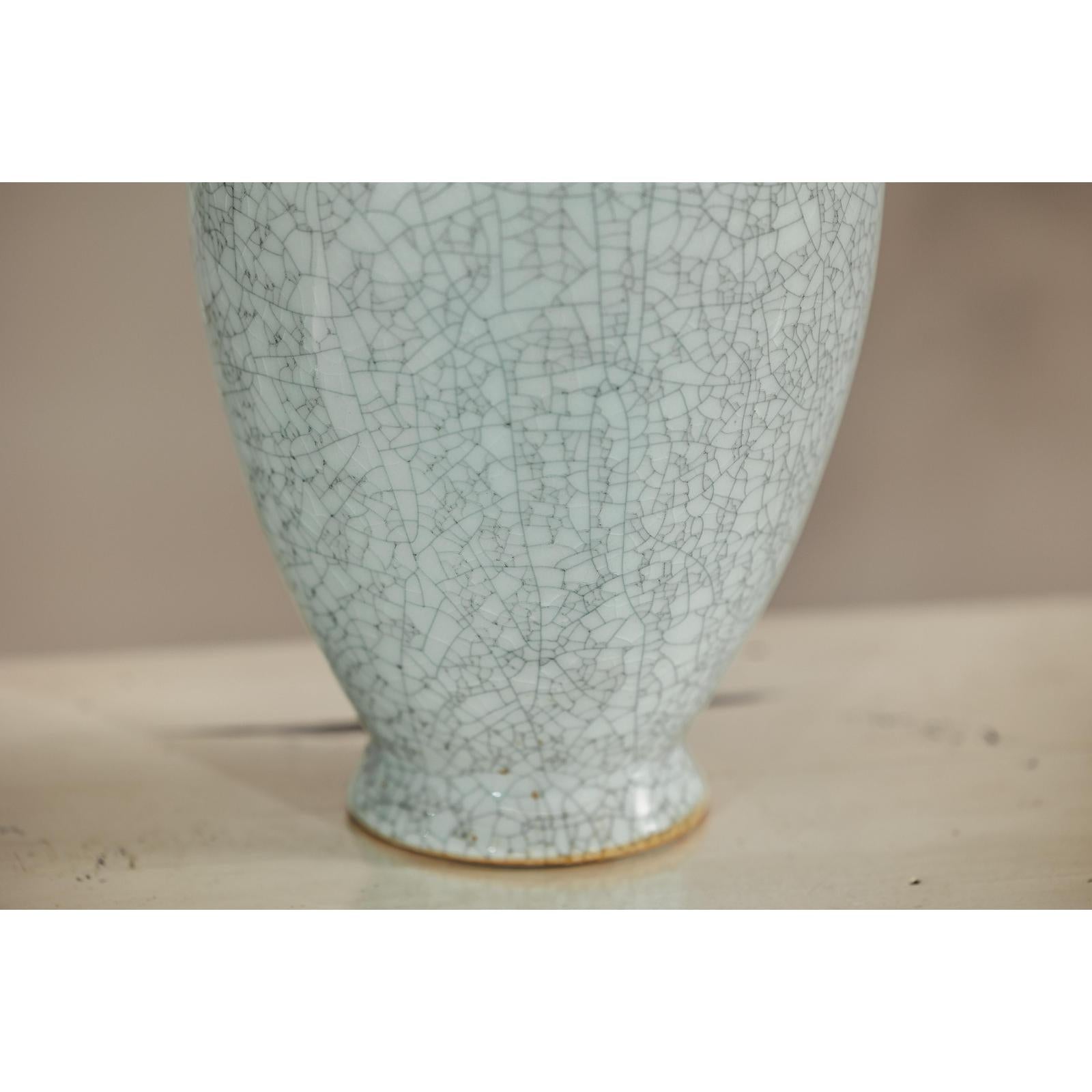 Pair of Light Grey Celadon-Glazed Porcelain Vases with Fine Crackle Pattern-12. Asian &amp; Chinese Furniture, Art, Antiques, Vintage Home Décor for sale at FEA Home