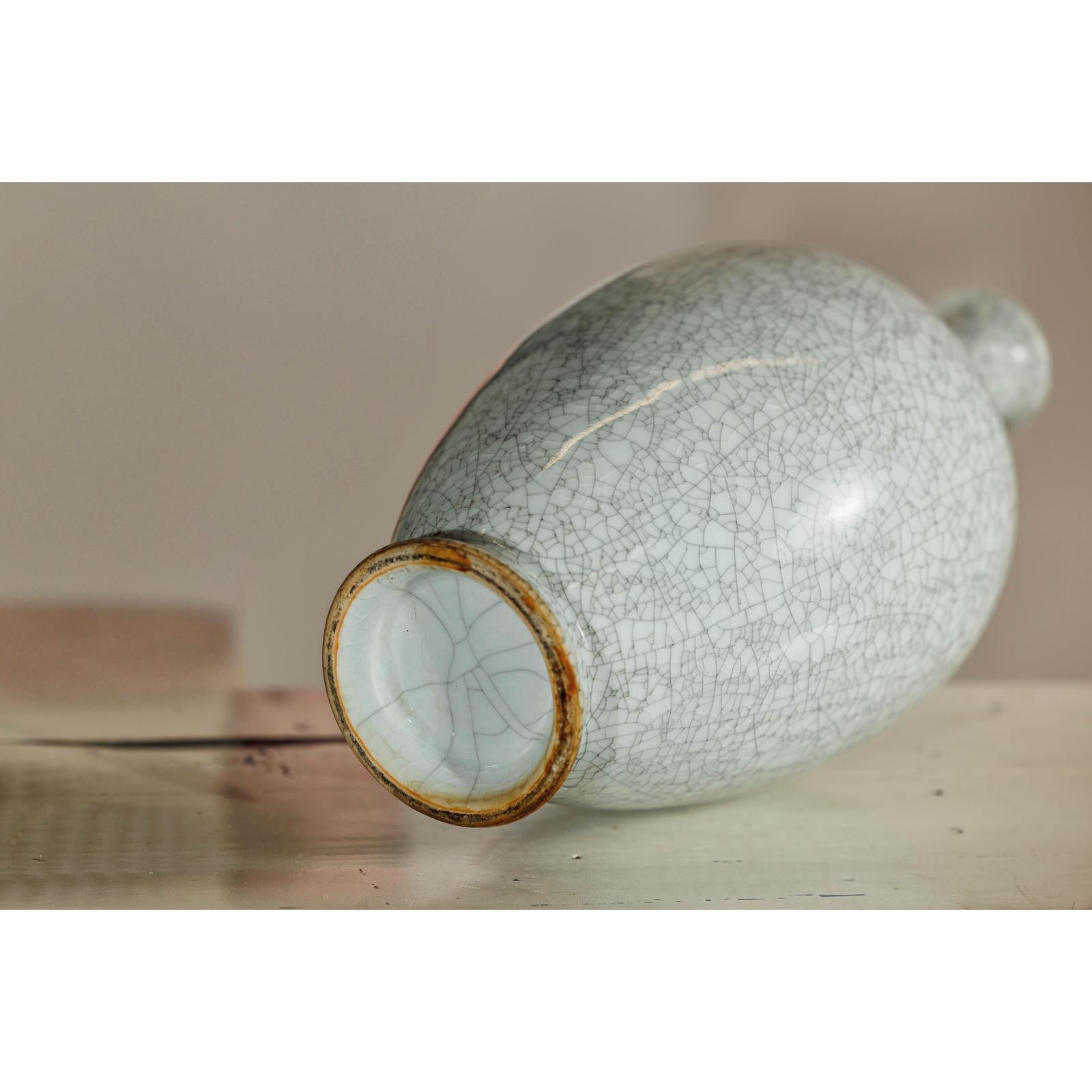 Pair of Light Grey Celadon-Glazed Porcelain Vases with Fine Crackle Pattern-17. Asian &amp; Chinese Furniture, Art, Antiques, Vintage Home Décor for sale at FEA Home