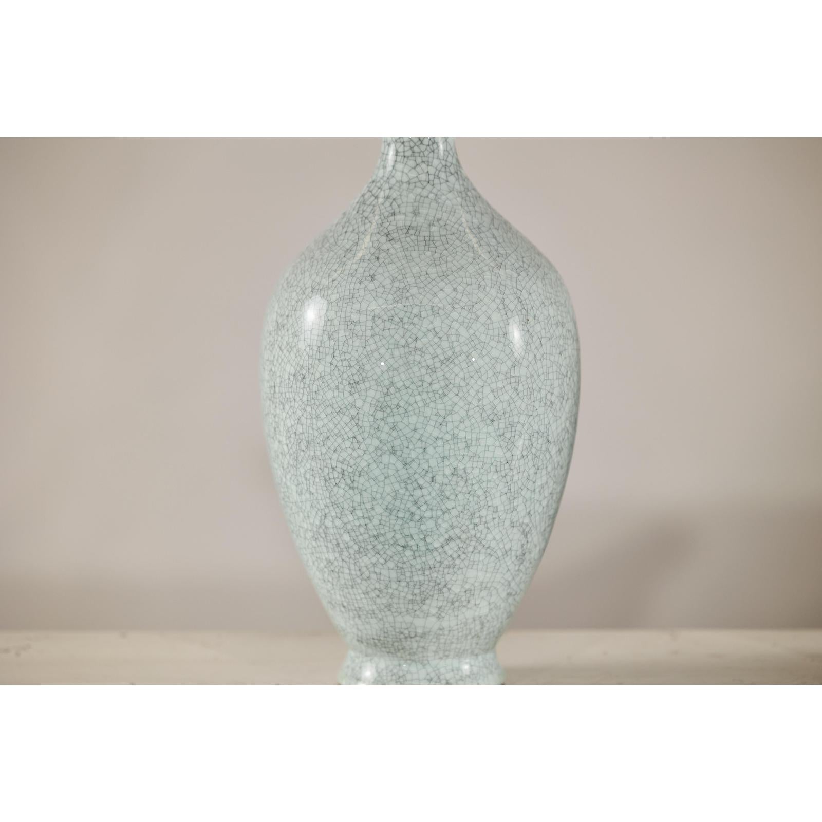 Pair of Light Grey Celadon-Glazed Porcelain Vases with Fine Crackle Pattern-6. Asian &amp; Chinese Furniture, Art, Antiques, Vintage Home Décor for sale at FEA Home