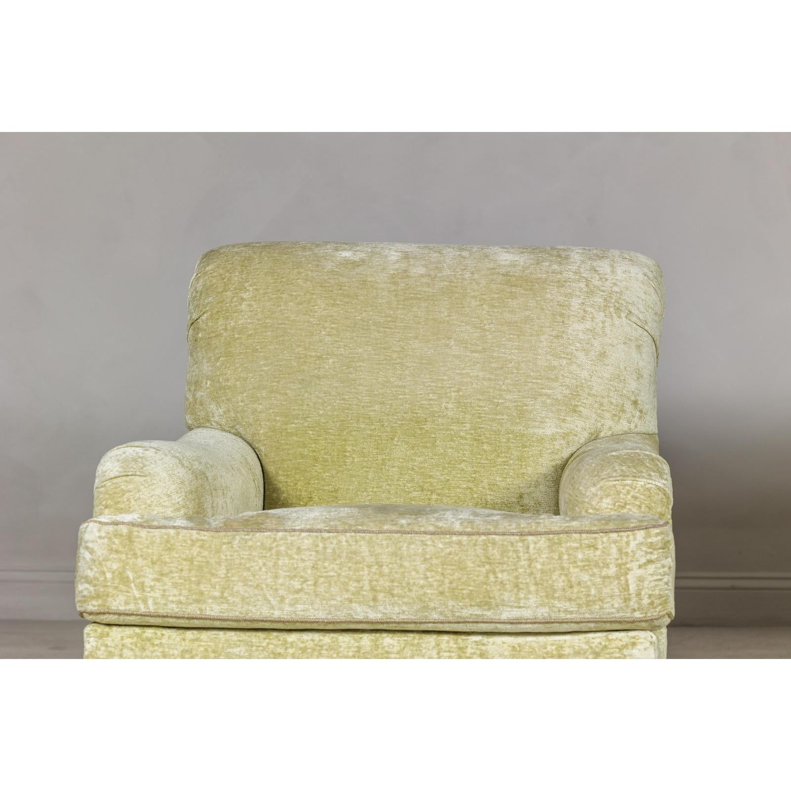 Pair of Skirted Club Chairs by Southwood in Chartreuse Chenille-6. Asian &amp; Chinese Furniture, Art, Antiques, Vintage Home Décor for sale at FEA Home
