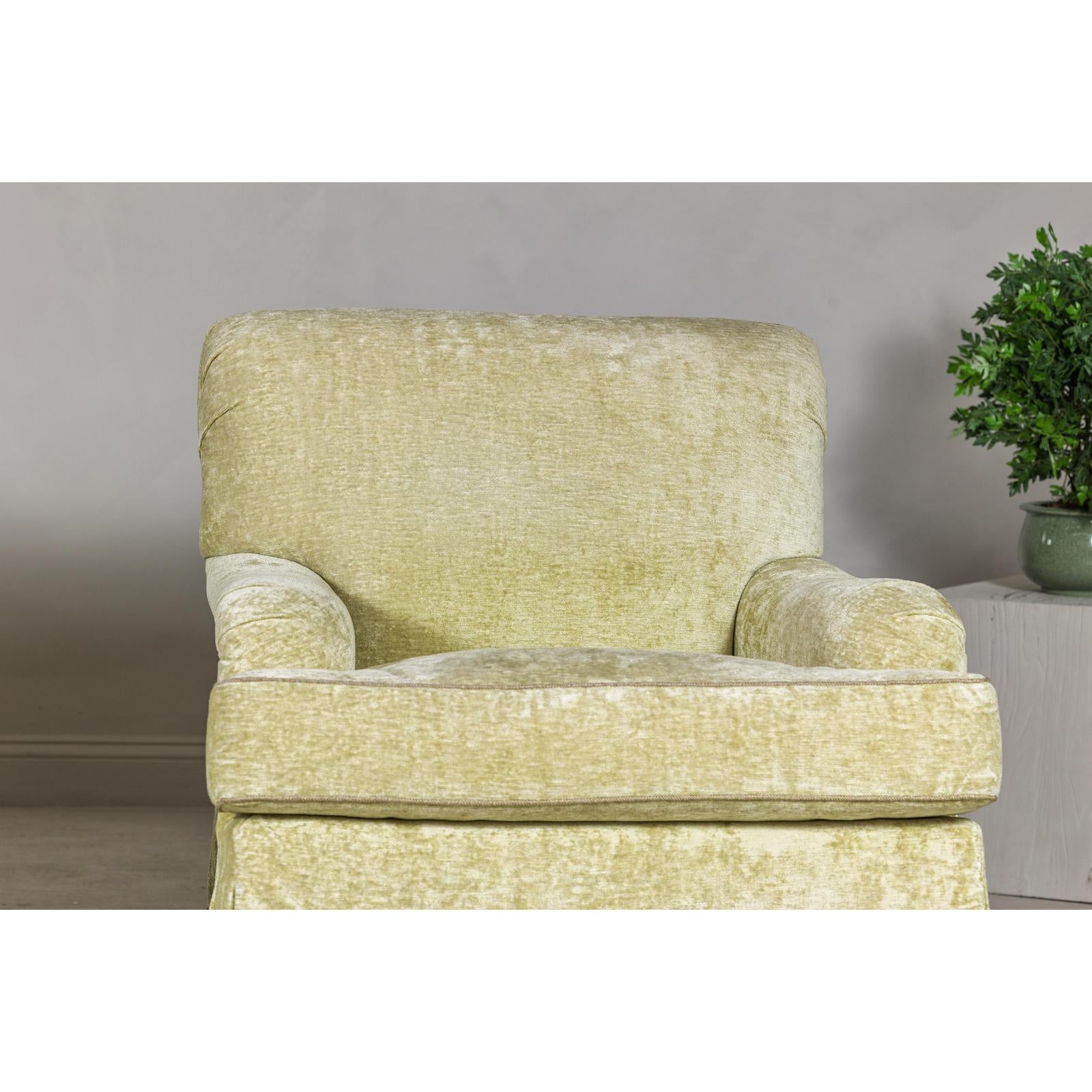 Pair of Skirted Club Chairs by Southwood in Chartreuse Chenille-8. Asian &amp; Chinese Furniture, Art, Antiques, Vintage Home Décor for sale at FEA Home