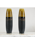 Pair of Slim Ochre & Black Ceramic Vases with Drip-Glaze - image 11