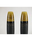 Pair of Slim Ochre & Black Ceramic Vases with Drip-Glaze - image 13