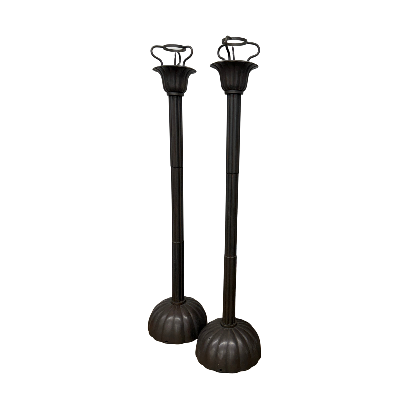 Pair of Tall Metal Candle Holders with Petal Base Design - FEA Home