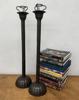 Pair of Tall Metal Candle Holders with Petal Base Design - FEA Home