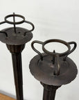 Pair of Tall Metal Candle Holders with Petal Base Design - FEA Home