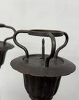 Pair of Tall Metal Candle Holders with Petal Base Design - FEA Home