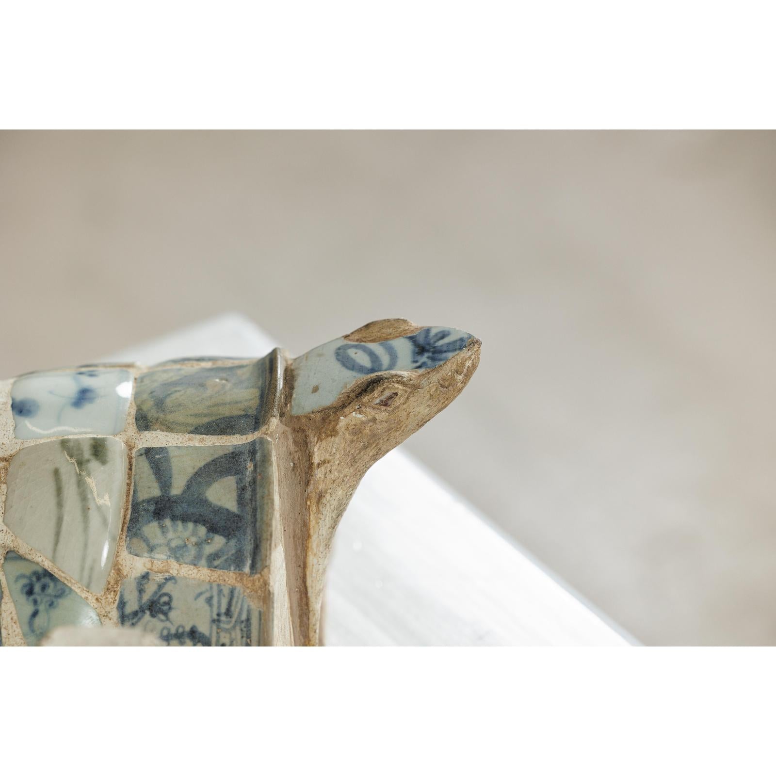 Pair of Vintage Turtles with Antique Blue and White Porcelain Mosaic Shells-10. Asian &amp; Chinese Furniture, Art, Antiques, Vintage Home Décor for sale at FEA Home