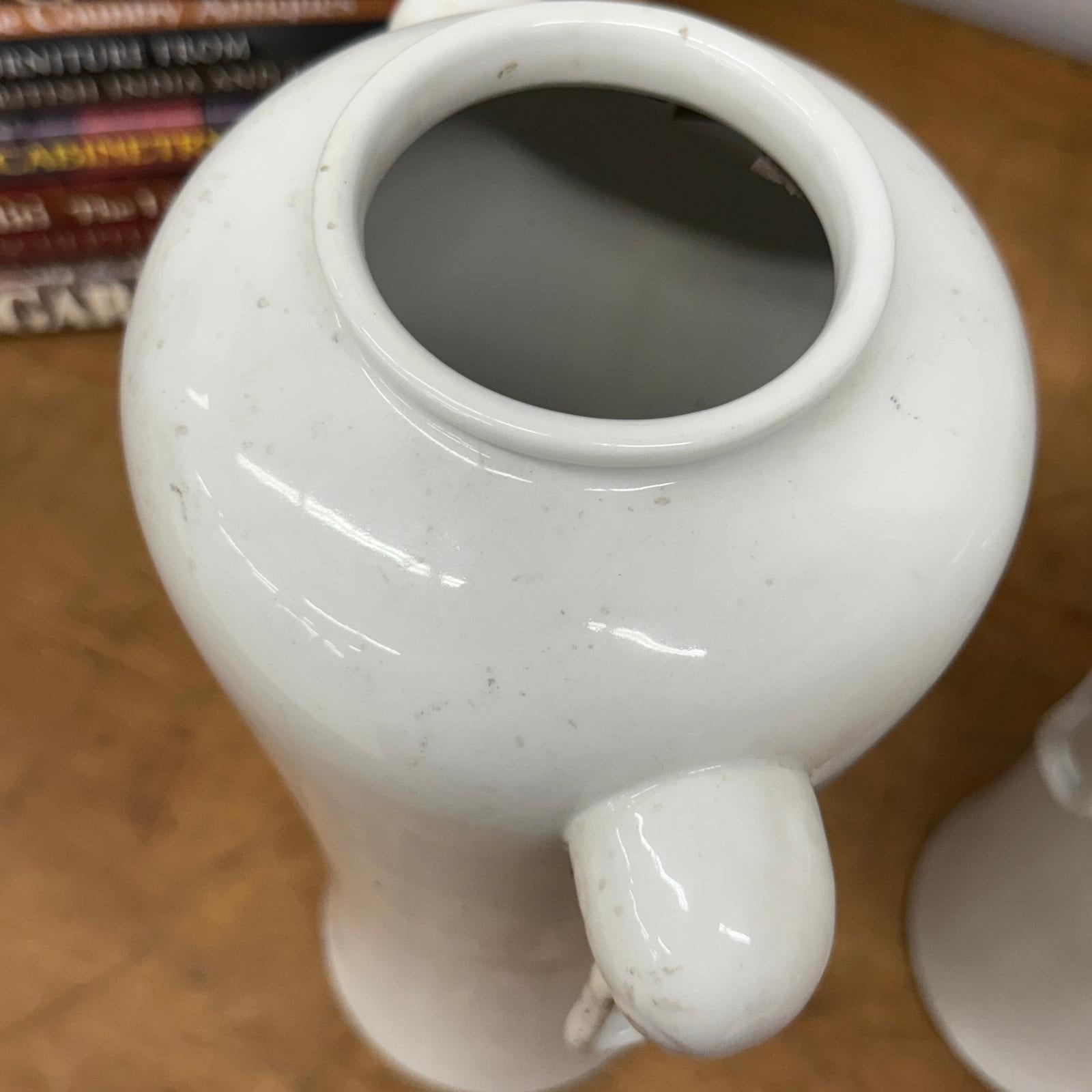 Pair of White Ceramic Vases with Elephant Head Handles - FEA Home
