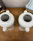 Pair of White Ceramic Vases with Elephant Head Handles - FEA Home