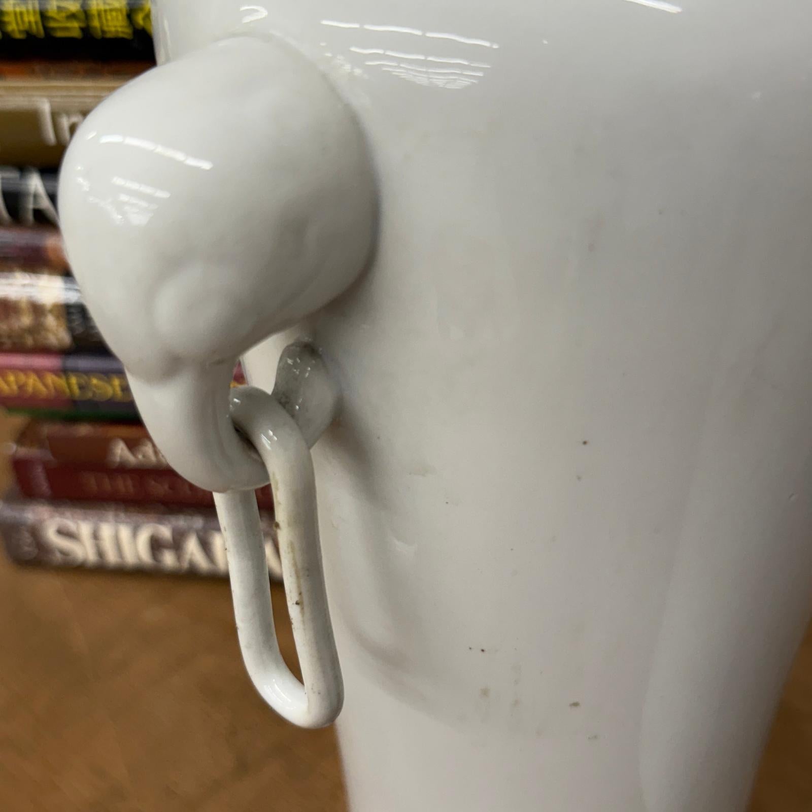 Pair of White Ceramic Vases with Elephant Head Handles - FEA Home