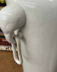 Pair of White Ceramic Vases with Elephant Head Handles - FEA Home