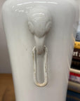Pair of White Ceramic Vases with Elephant Head Handles - FEA Home