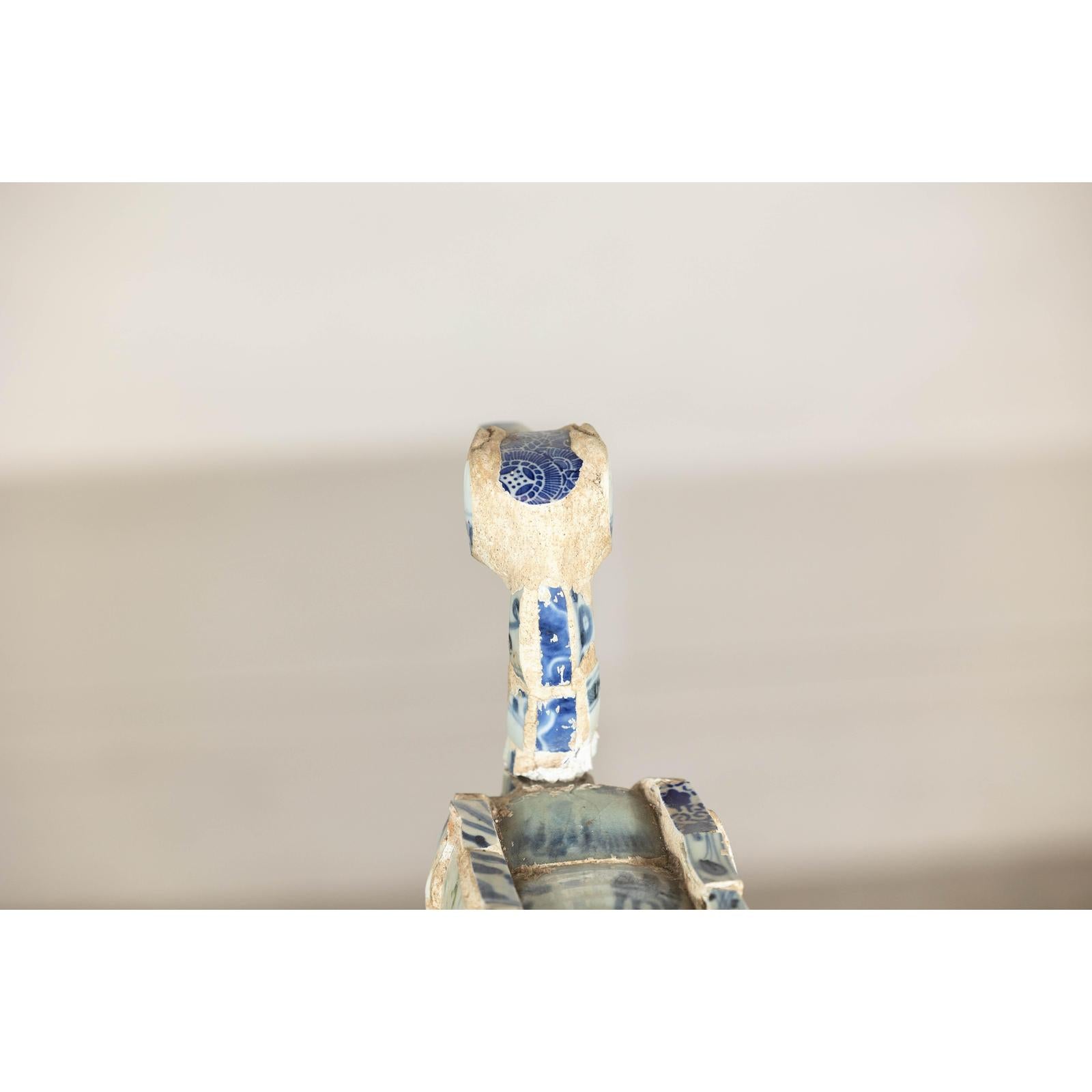 Patchwork Chinese Porcelain Duck Sculpture with Blue-and-White Shards-10. Asian &amp; Chinese Furniture, Art, Antiques, Vintage Home Décor for sale at FEA Home