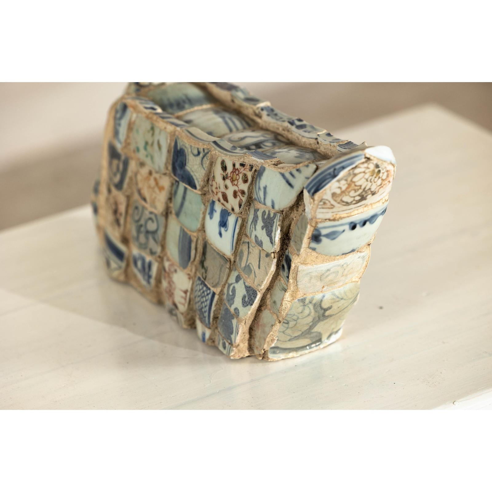 Patchwork Chinese Porcelain Duck Sculpture with Blue-and-White Shards-12. Asian &amp; Chinese Furniture, Art, Antiques, Vintage Home Décor for sale at FEA Home