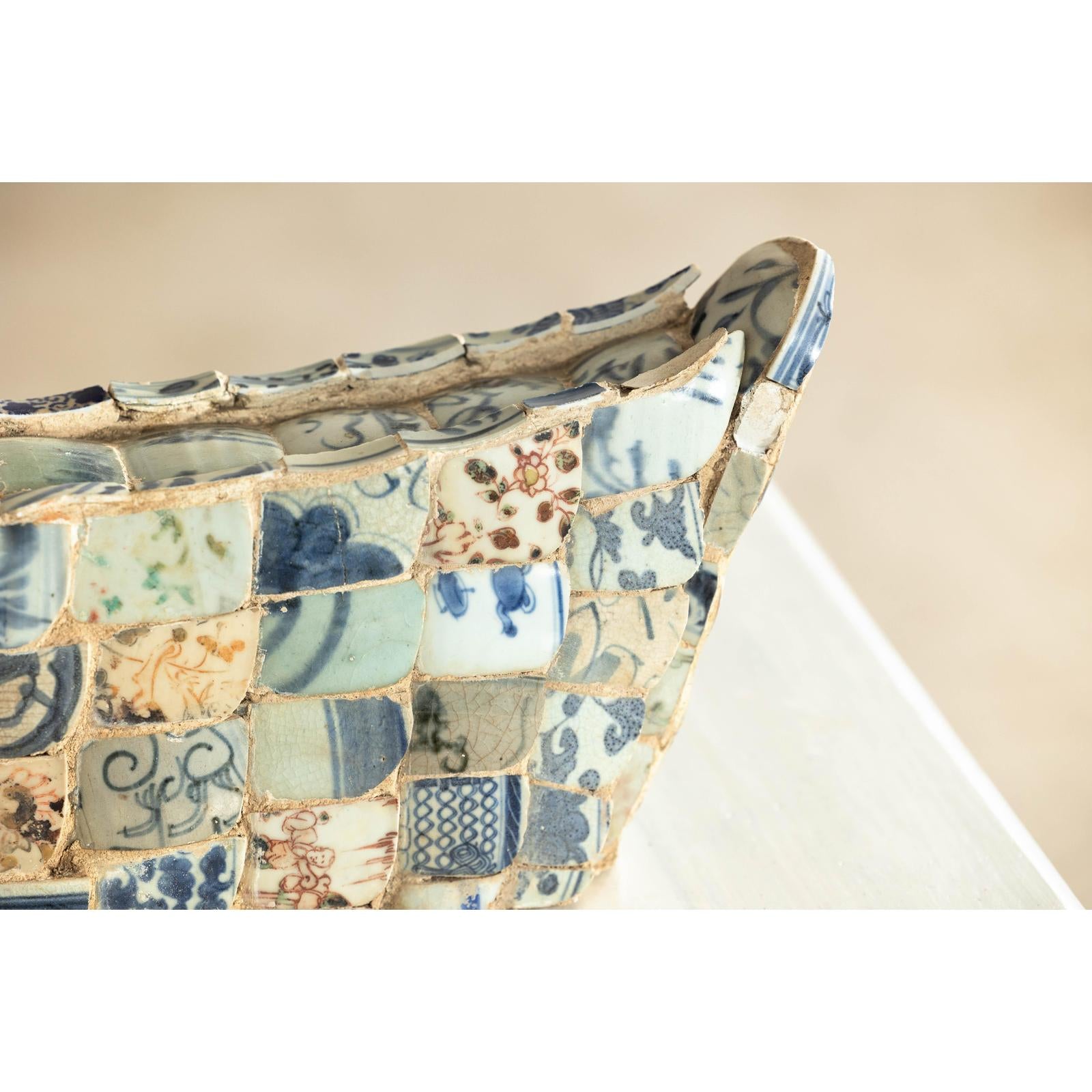 Patchwork Chinese Porcelain Duck Sculpture with Blue-and-White Shards-17. Asian &amp; Chinese Furniture, Art, Antiques, Vintage Home Décor for sale at FEA Home