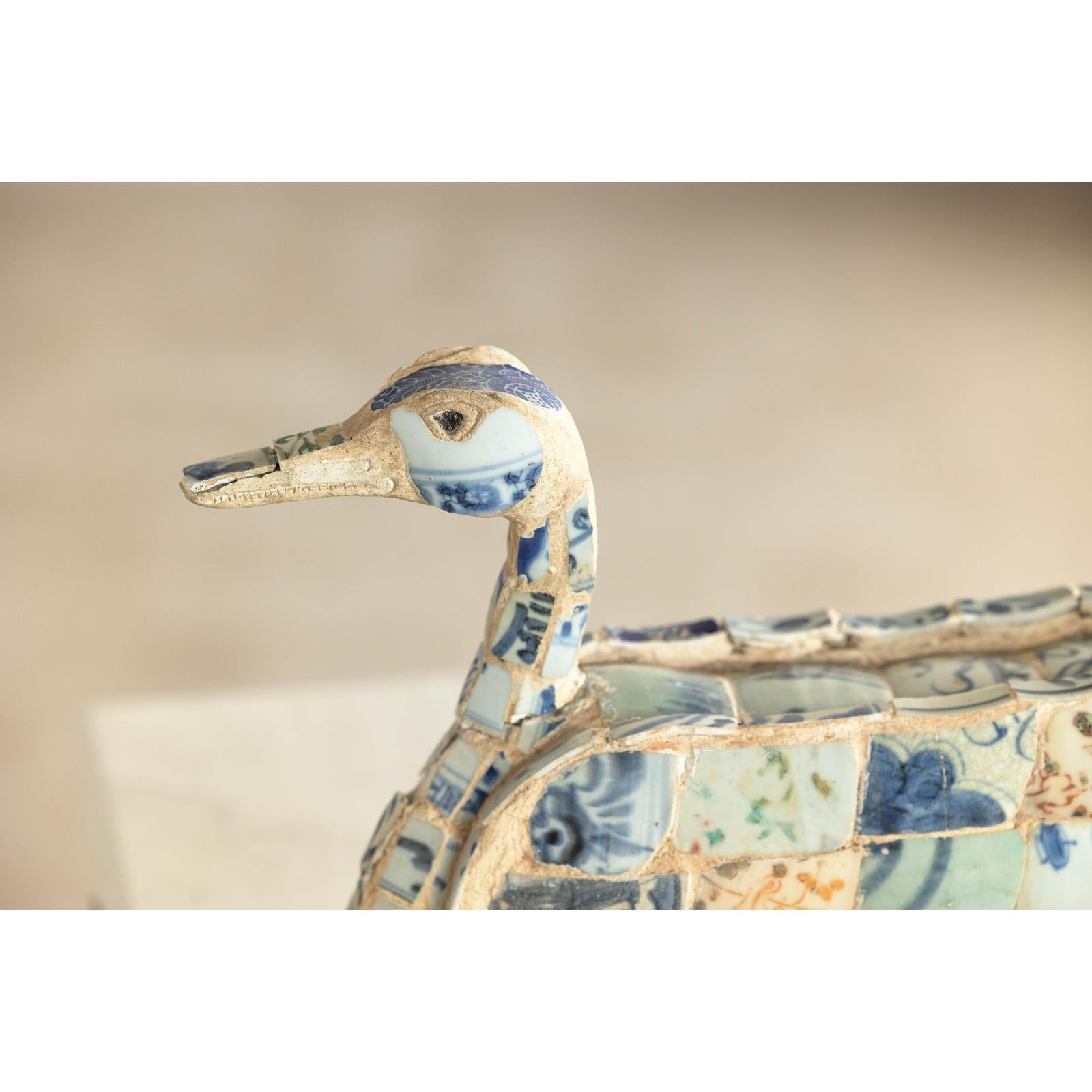 Patchwork Chinese Porcelain Duck Sculpture with Blue-and-White Shards-18. Asian &amp; Chinese Furniture, Art, Antiques, Vintage Home Décor for sale at FEA Home