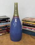 Periwinkle Blue Vase with Olive Neck and Red Drip Glaze, SKU , image 3