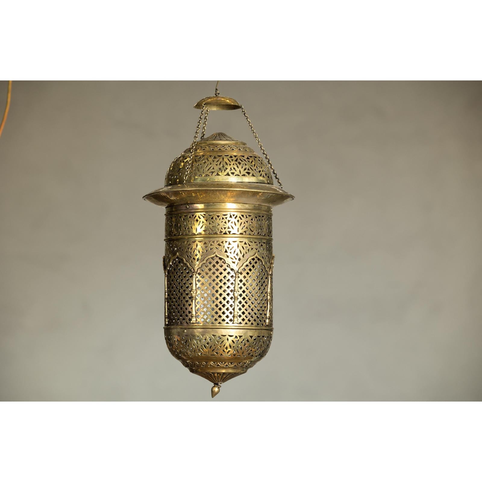 Pierced Brass Hanging Decorative Lantern with Arch Motifs - image 4