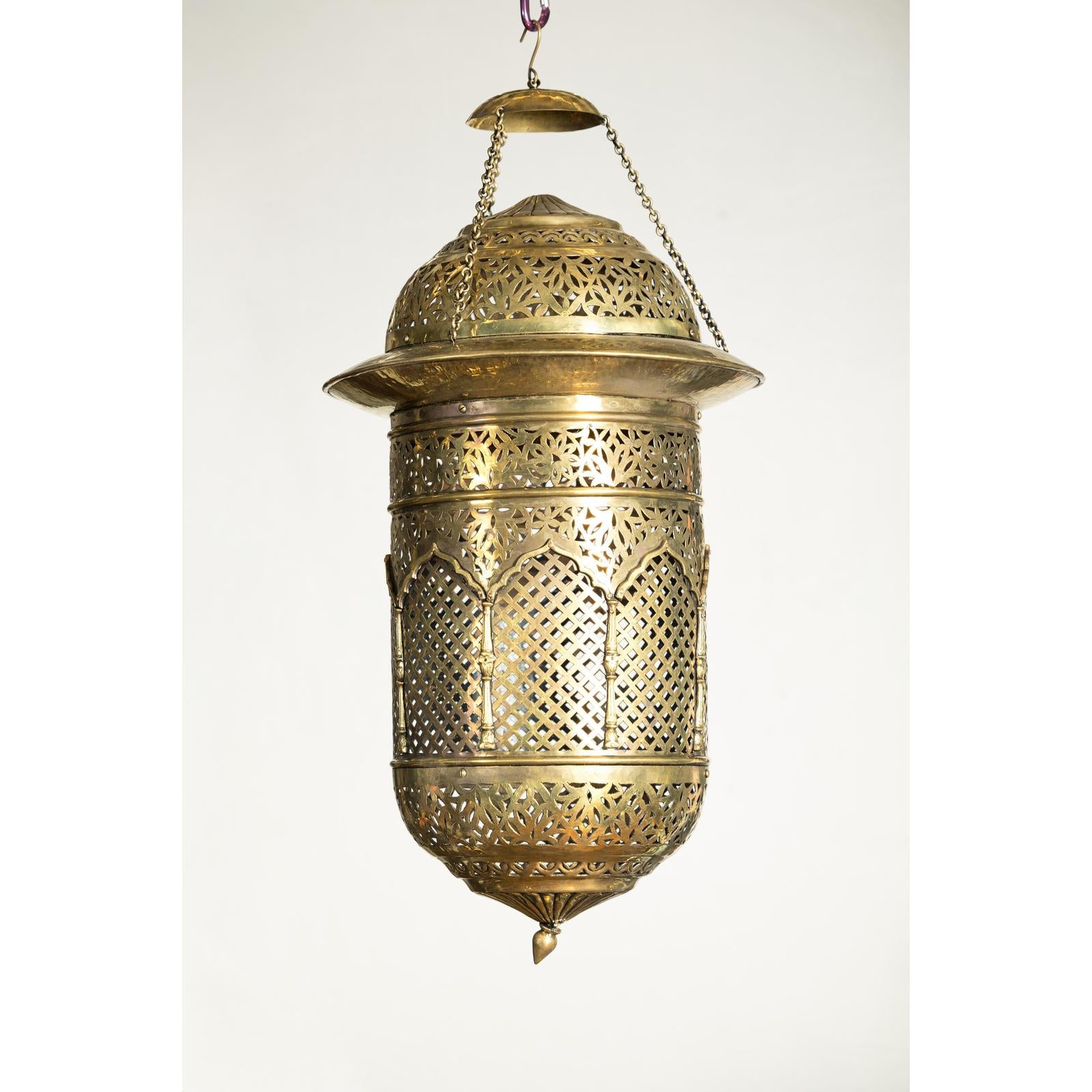 Pierced Brass Hanging Decorative Lantern with Arch Motifs - image 5