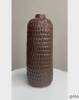 Textured Ceramic Vase in Reddish-Brown & Black Finish