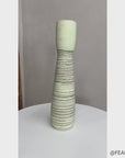 Tall White Ceramic Prem Vase with Brown Swirls