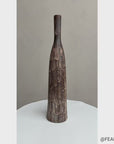 Slim Bottle Shaped Textured Brown & White Ceramic Vase