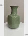 Elegant Green Ceramic Vase with Intricate Crackle Finish