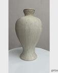 Wide & Curved White-Grey Round Ceramic Lamp Base
