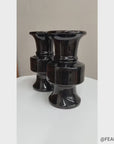 Pair of Black Ceramic Vases with Bold Tiered Silhouette