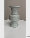 Light White Crackle Vase with Bold Geometric Stacked Form