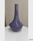 Long Neck Purple Ceramic Vase with Wide Bottom & Blue Hues