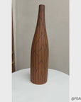 Tall Sand Brown Orange Prem Vase with Black Crackle Design