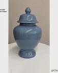 Bold Blue Crackle Ceramic Jar with Removal Lid