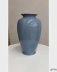 Blue Crackle Ceramic Glazed Vase with Round Belly