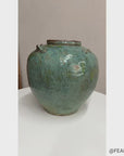 Oceanic Colored Blue-Green Glazed Vase with Rustic Form