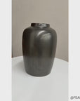 Smokey Storm Grey Ceramic Vase with Bold Silhouette