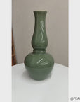 Green Glazed Ceramic Vase with Bold Long-Necked Silhouette