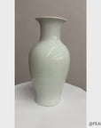 White Glazed Ceramic Vase with Flared Neck