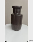 Warm Deep Brown Ceramic Vase with Cylindrical Form